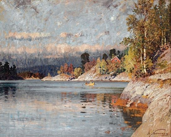 Fjord Landscape with Rowboat