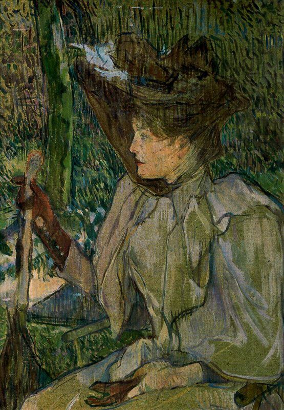 Sitting Woman with gloves