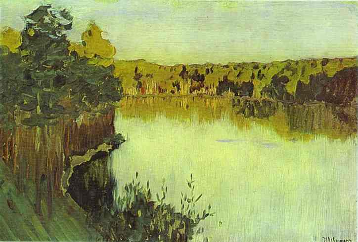 Sunset Over A Forest Lake