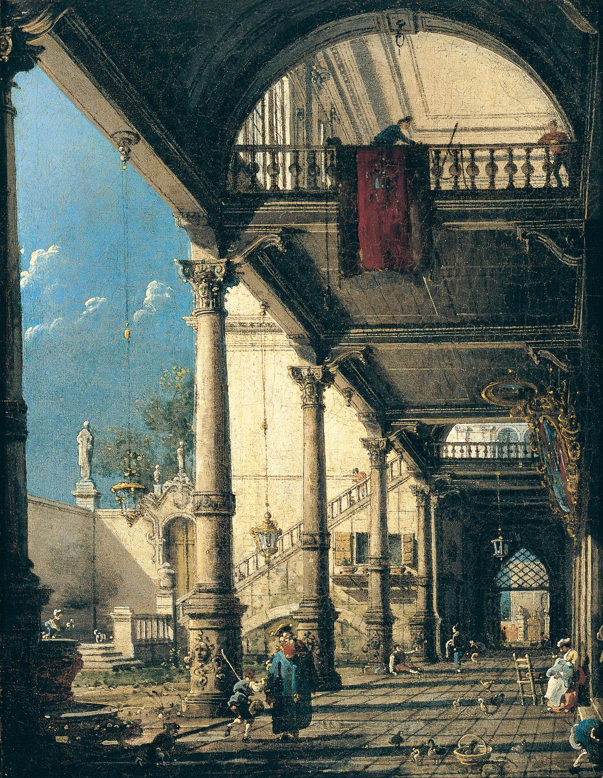 Capricho con columnata en el interior de un palacio