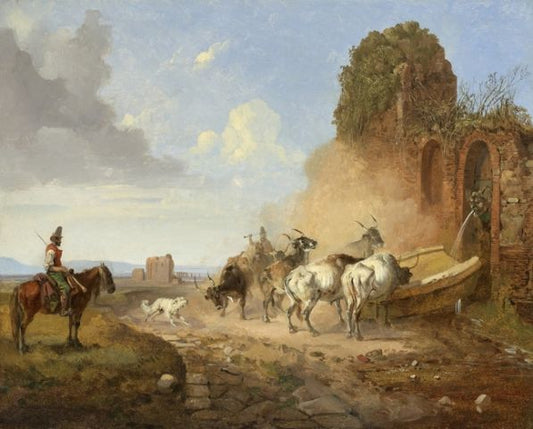 Cattle Watering at a Fountain on the Via Appia Antiqua