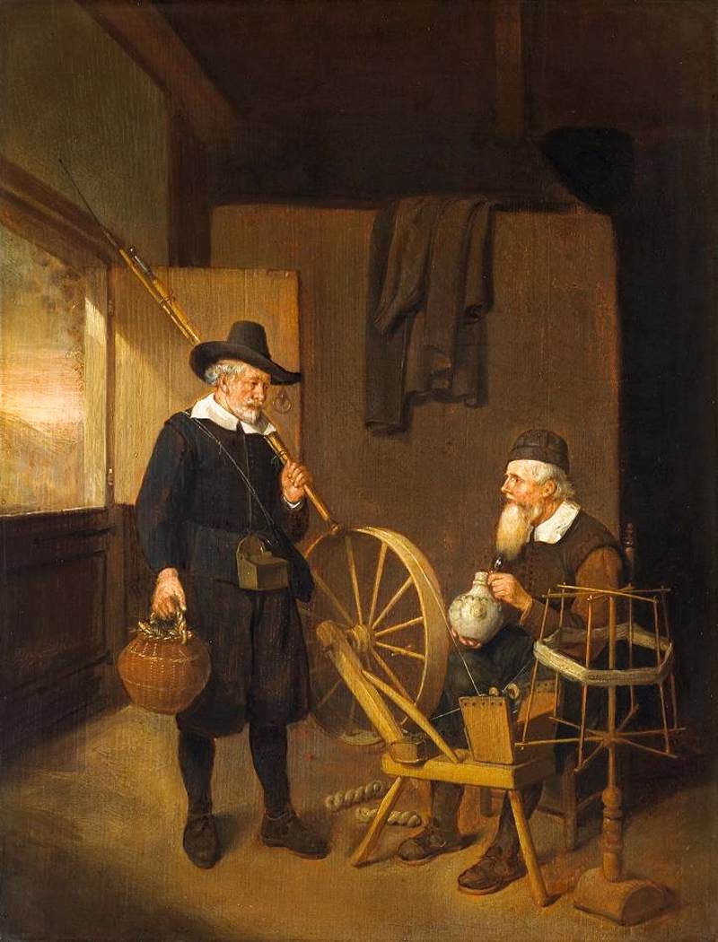 Interior with Two Men by the Fireside