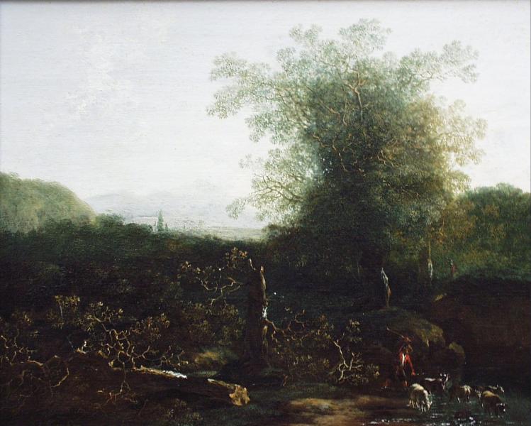 Landscape with Trees and a Ford