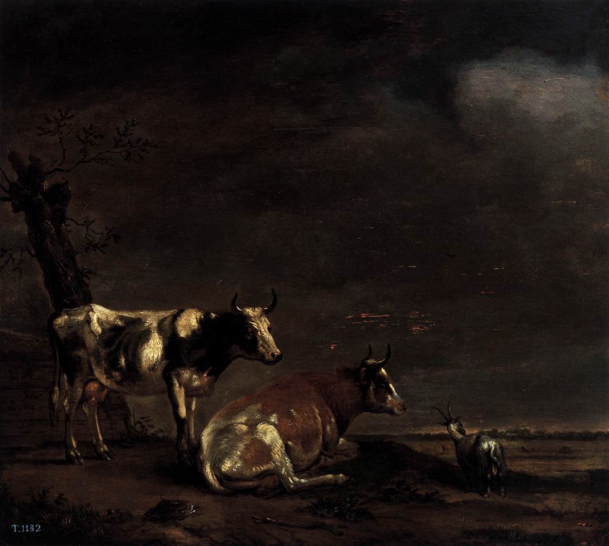 Landscape with Two Cows and a Goat