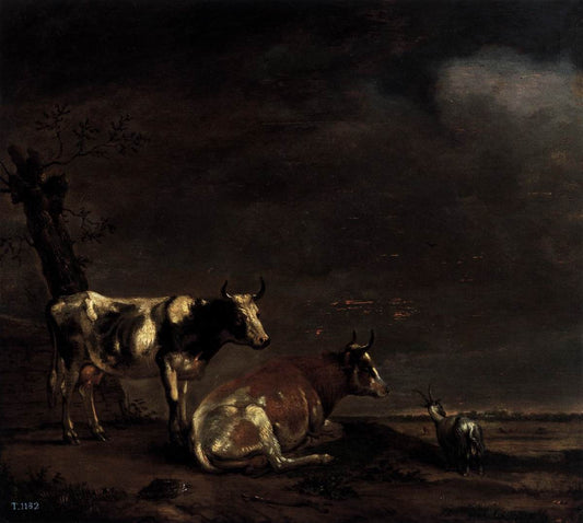 Landscape with Two Cows and a Goat