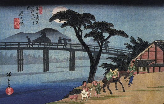 Man on Horseback Crossing a Bridge