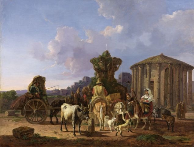 Peasants in front of the Temple of Vesta