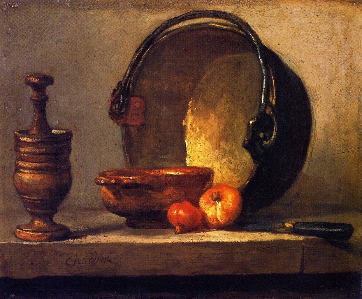 Pestle and Mortar Bowl Two Onions Copper Pot and Kettl