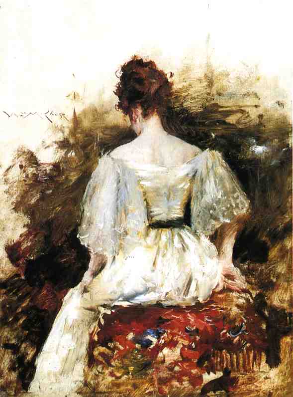Portrait of a Woman in a White Dress