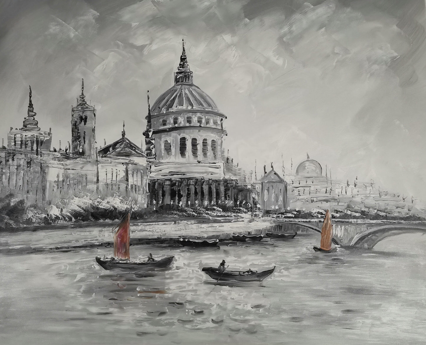 London Canvas Art Black and White