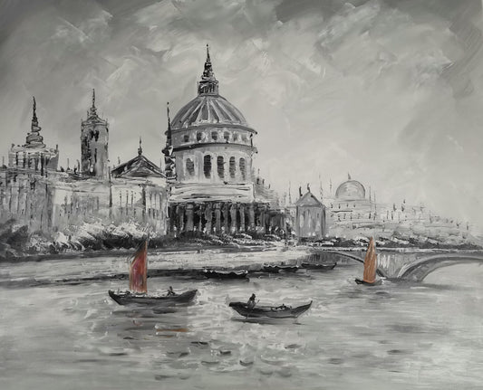 London Canvas Art Black and White