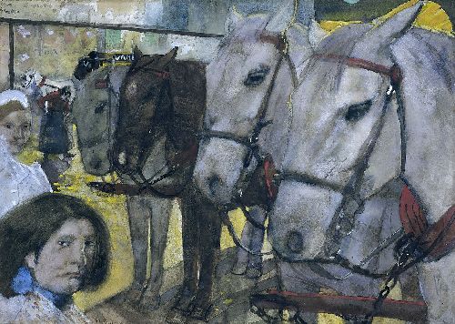 Tram Horses on Dam Square in Amsterdam