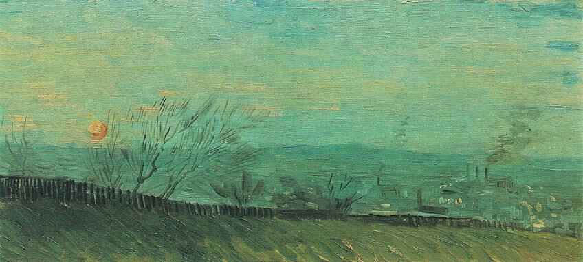Factories Seen from a Hillside in Moonlight